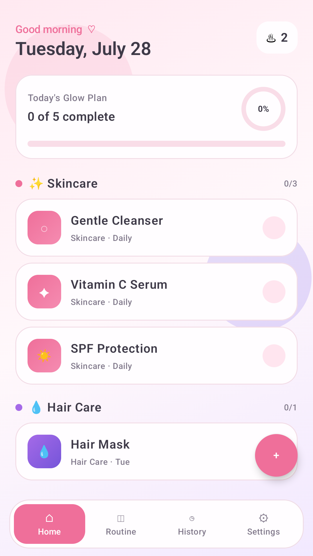 Today routine screen