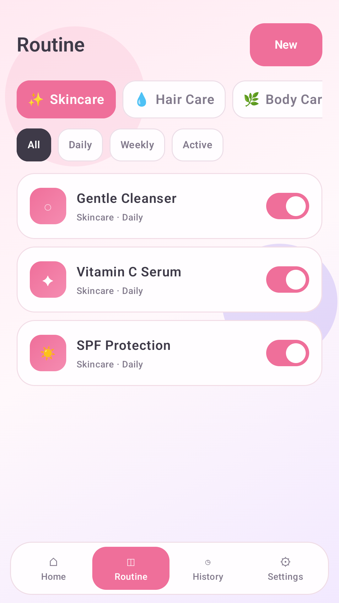 Routine list